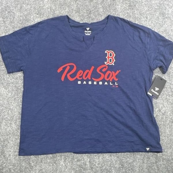 Fanatics Boston Red Sox Women’s V-Neck T-Shirt Size XL Blue Baseball MLB NWT