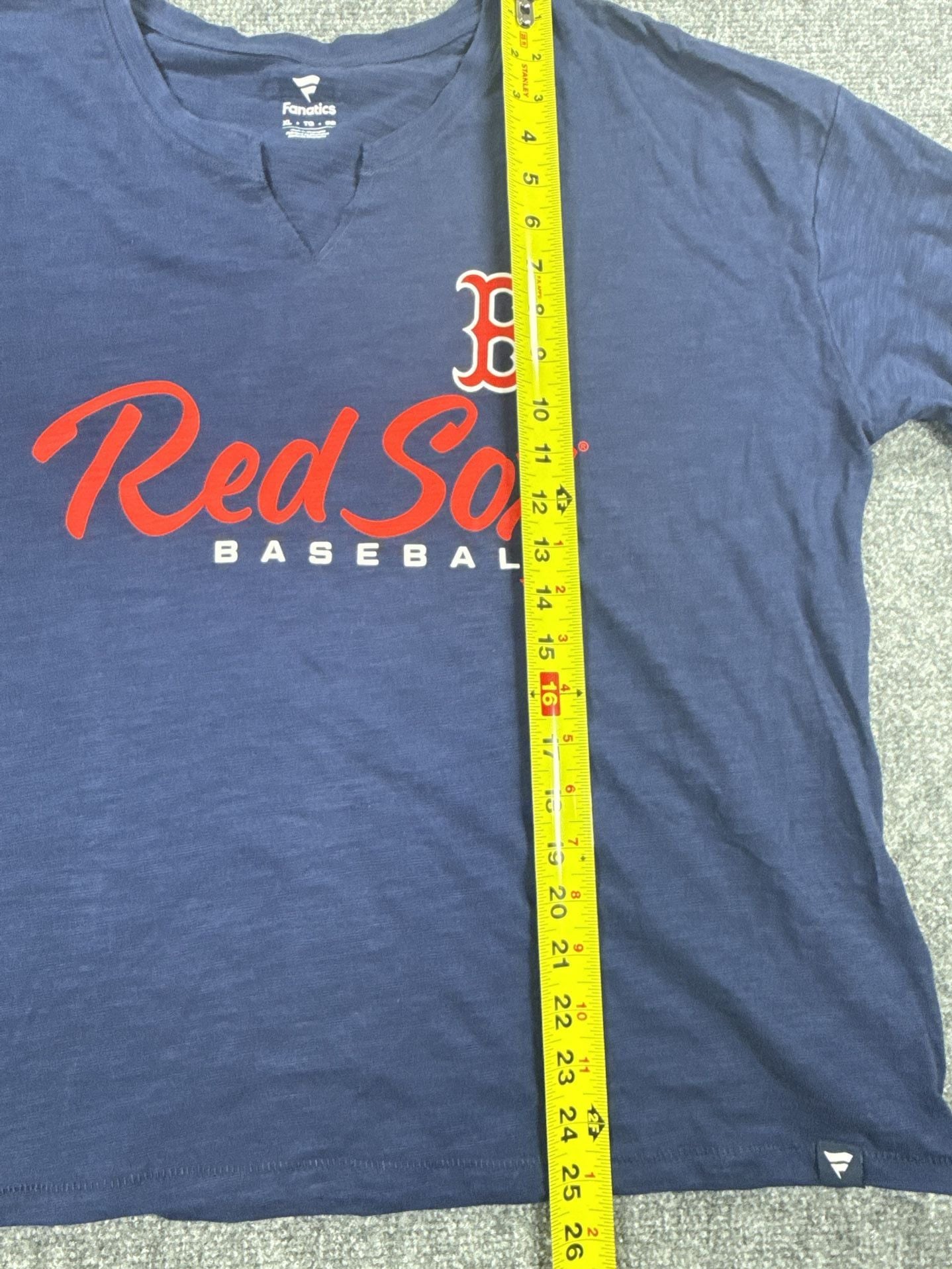 Fanatics Boston Red Sox Women’s V-Neck T-Shirt Size XL Blue Baseball MLB NWT 9