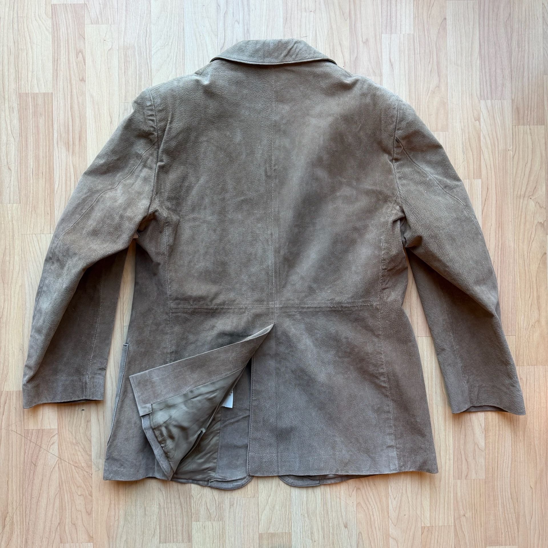 Vintage 70s Sears Suede Leather Blazer Size 44 Taupe Brown Patch Pockets Jacket 8