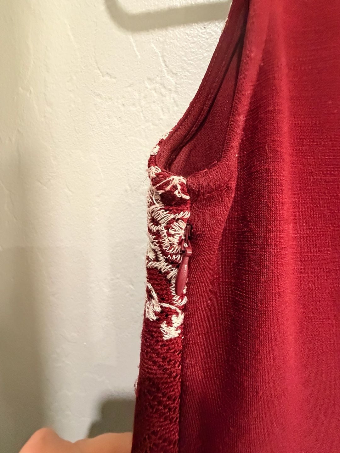 Xhilaration Dress Size S Burgundy White Chevron Sleeveless Cutout Back 5