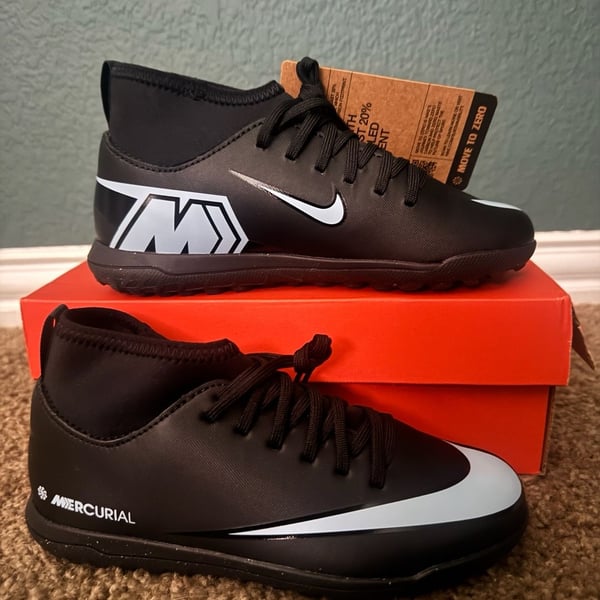 Nike Jr. Mercurial Superfly 10 Club TF Turf Soccer Shoes Black/Ice Blue