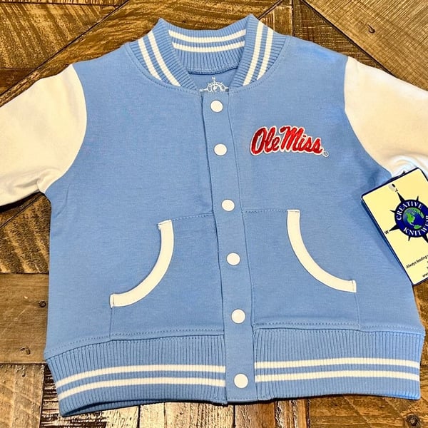 Creative Knitwear Ole Miss Rebels Varsity Jacket Size 6-9 Months NEW
