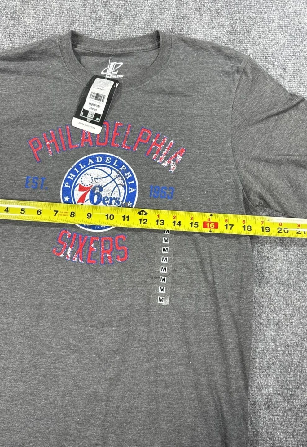 Logo Athletic Philadelphia 76ers NBA Size Medium Heather Gray T-Shirt NWT 8