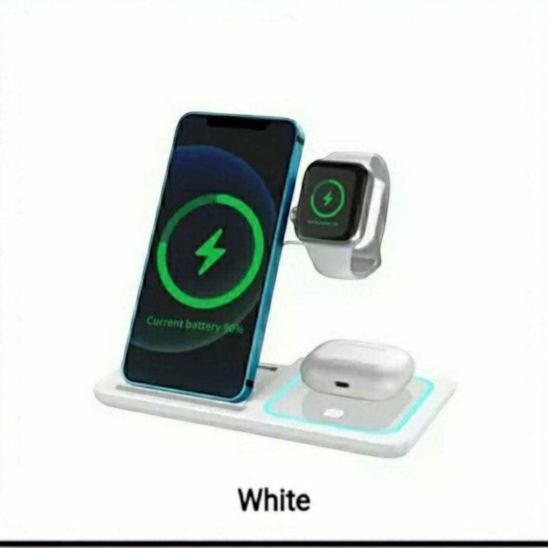 Wireless Charger 3 in 1 Fast Charging Station White