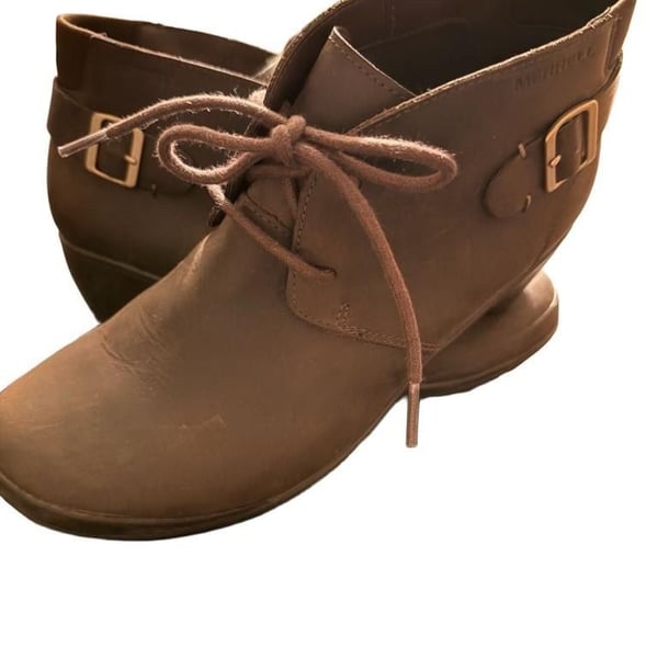 Merrell Veranda Lace Brown Leather Ankle Booties