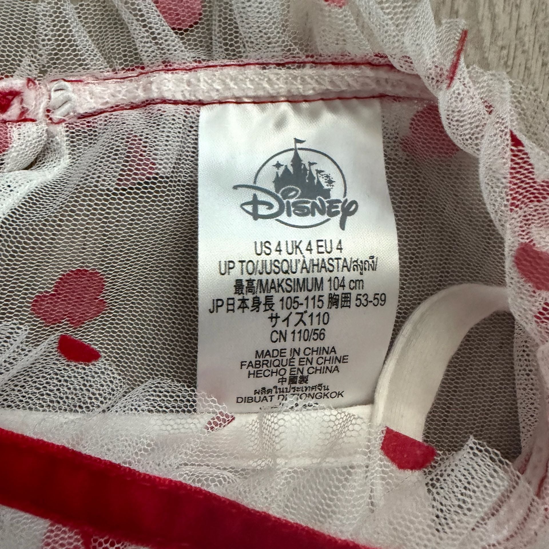 Disney Minnie Mouse Party Dress Size 4 White Red Netting Layered 3