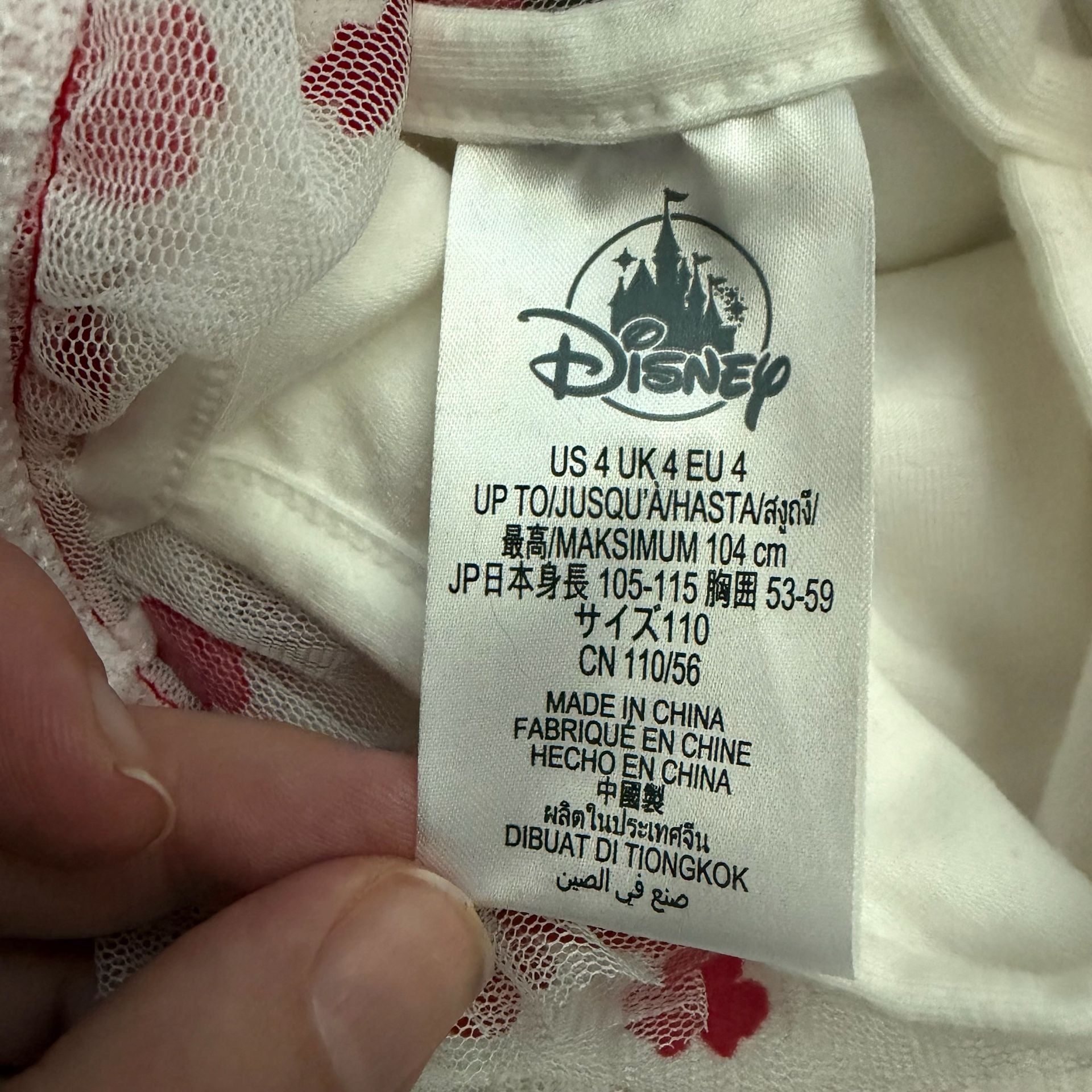 Disney Minnie Mouse Party Dress Size 4 White Red Netting Layered 4