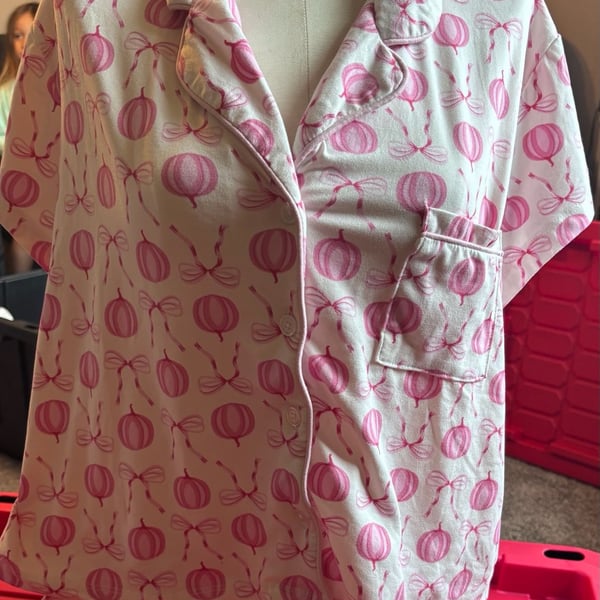 2 pairs Pajama Set Pink Pumpkins and Pink bows 