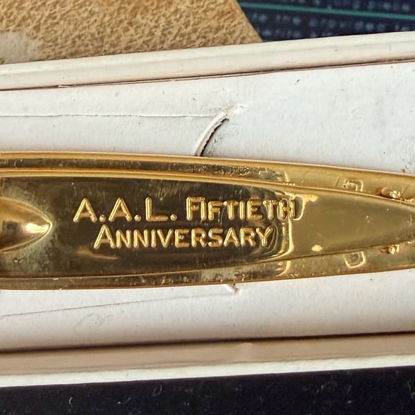 Vintage A.A.L. Fiftieth Anniversary Gold Tone Nail Clipper Made In USA