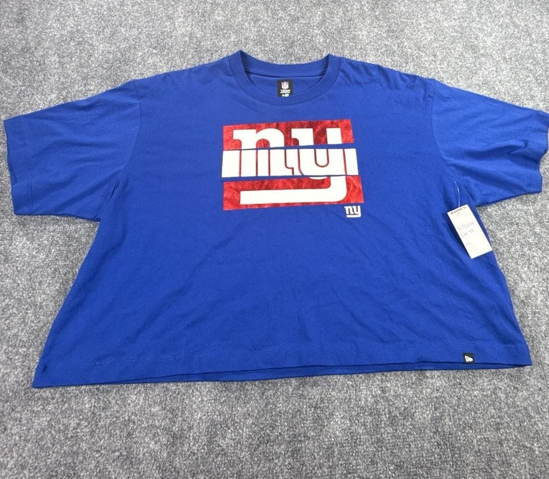 New Era New York Giants Foil Logo Crop Tee Women’s Size XL Blue New 2