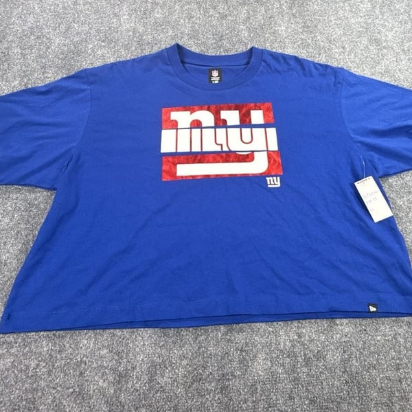New Era New York Giants Foil Logo Crop Tee Women’s Size XL Blue New 