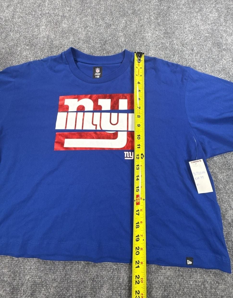 New Era New York Giants Foil Logo Crop Tee Women’s Size XL Blue New 8