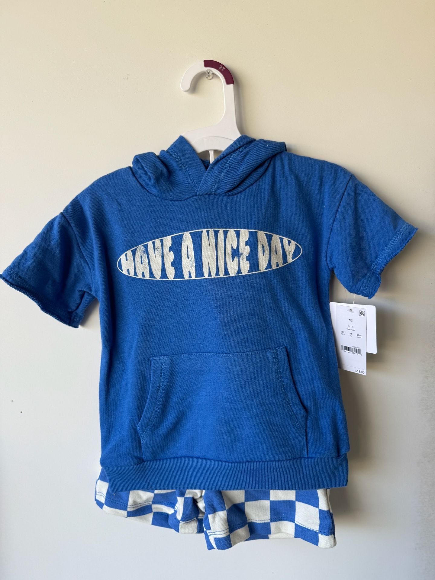 Grayson Threads Have A Nice Day Short Sleeve Hoodie Set 3T Blue 1