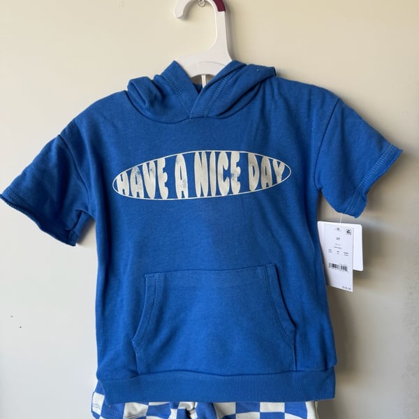 Grayson Threads Have A Nice Day Short Sleeve Hoodie Set 3T Blue