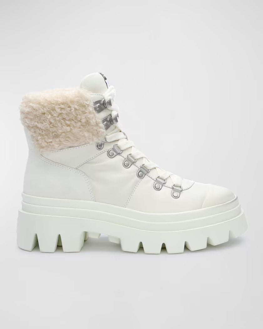 Ash Patagonie Women’s Leather Faux Fur Hiking Boots Size 8 White 2
