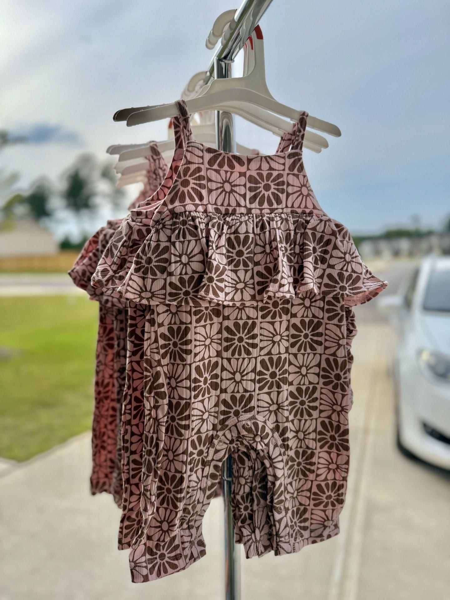 Baby Girl Floral Ruffle Romper Pink 2