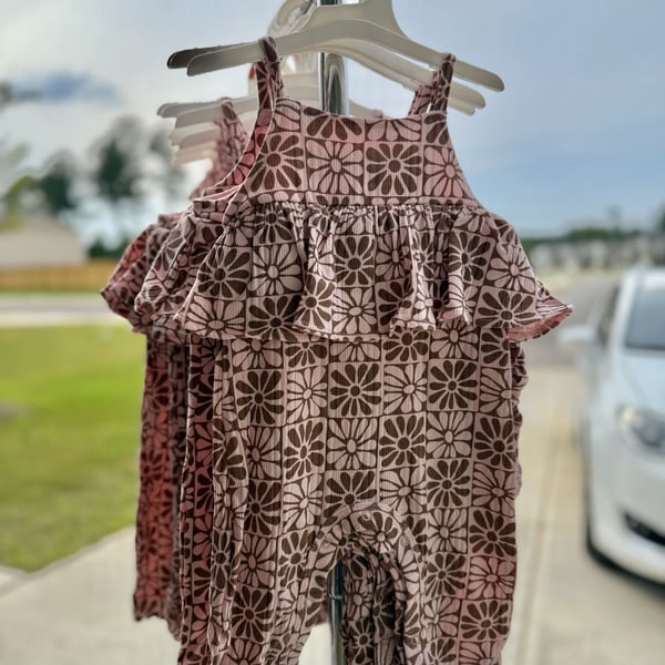 Baby Girl Floral Ruffle Romper Pink