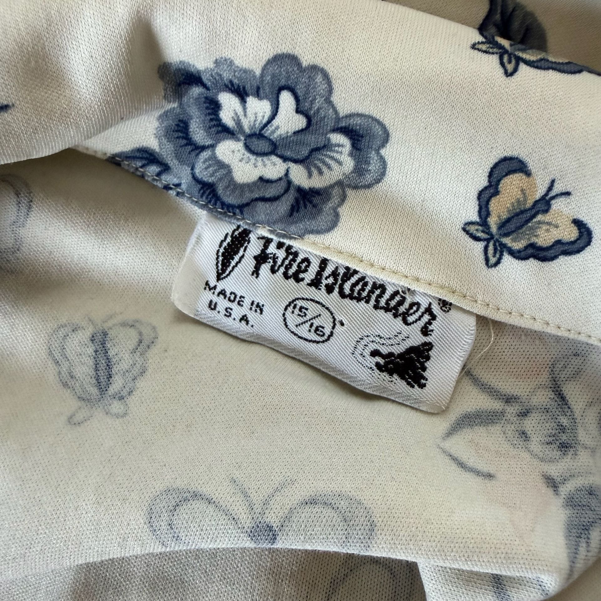 Vintage Floral Butterfly Long Sleeve Button Down M 7