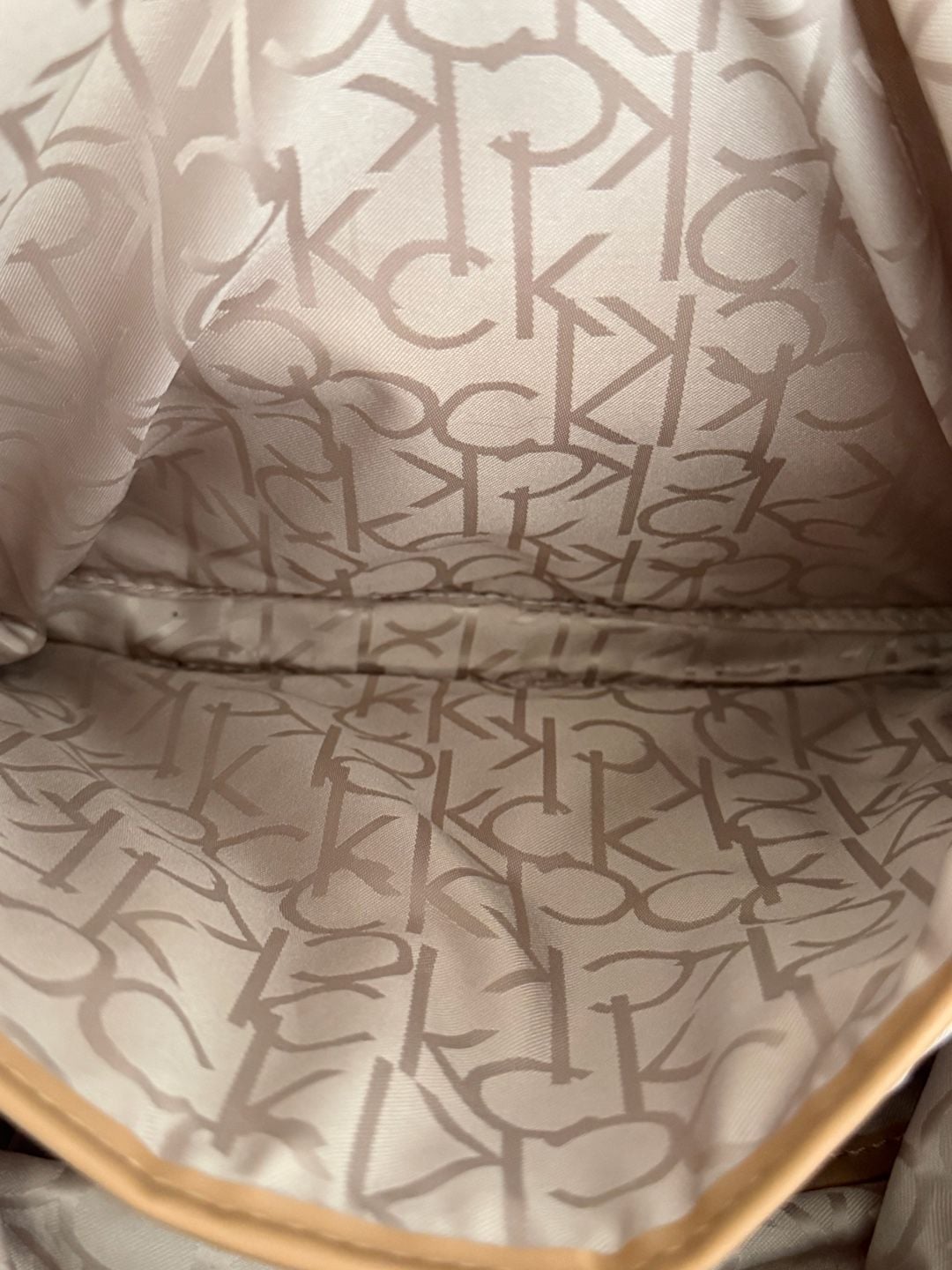 Calvin Klein Monogram Logo Backpack White Tan 5