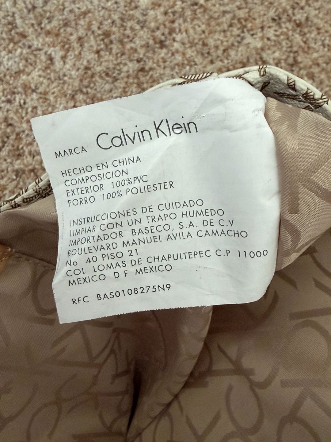 Calvin Klein Monogram Logo Backpack White Tan 7
