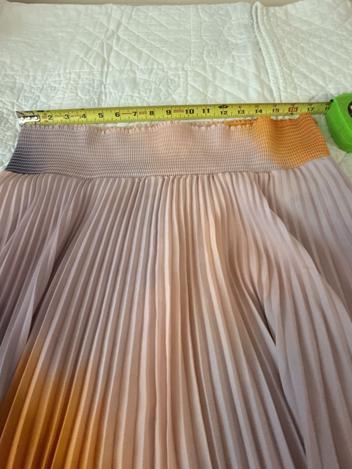 A.L.C. Sonali Smocked Tie-Dye Plissé Midi Skirt Size M 9