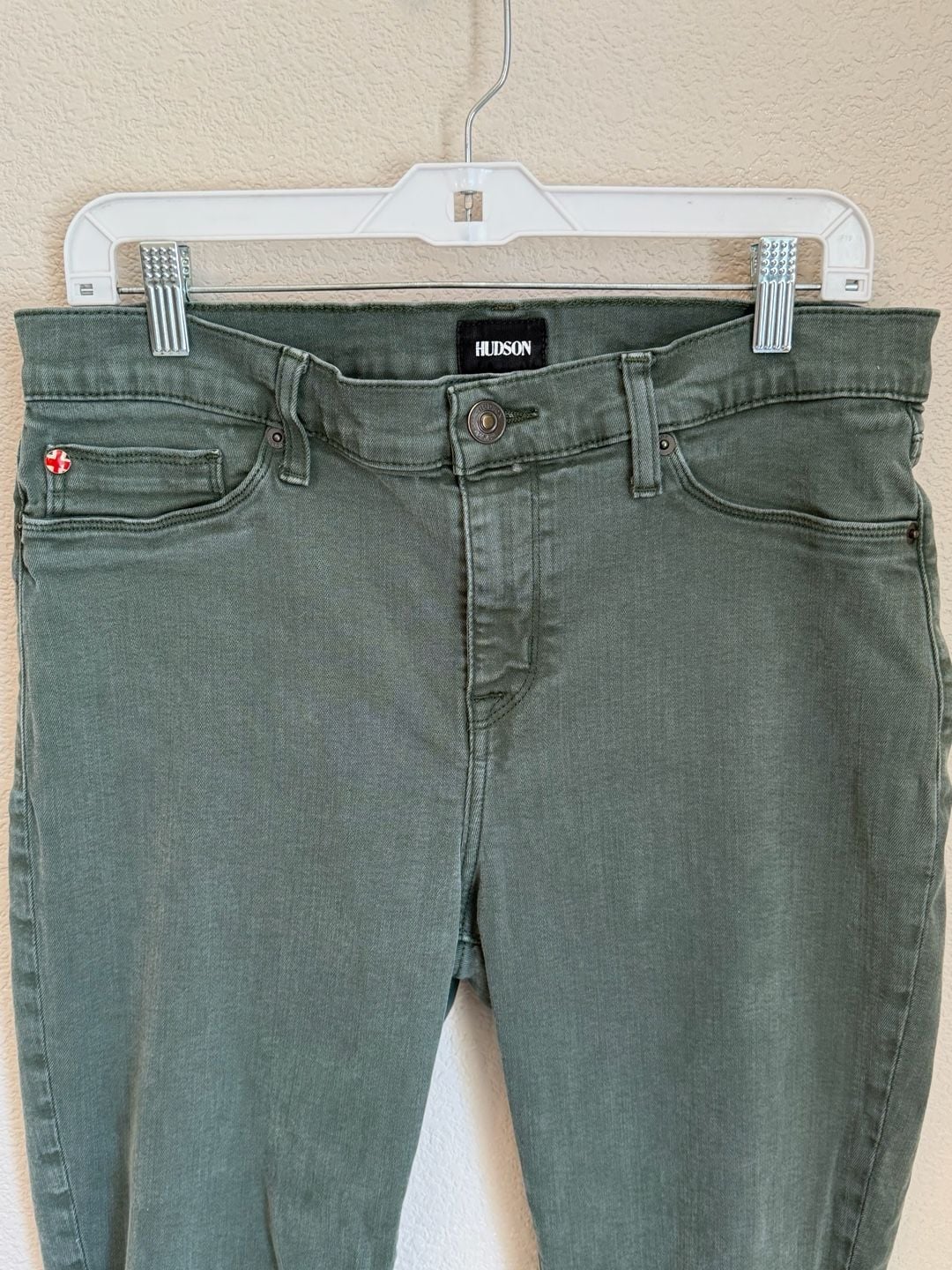 Hudson Krista Super Skinny Size 32 Green Denim Jeans 3