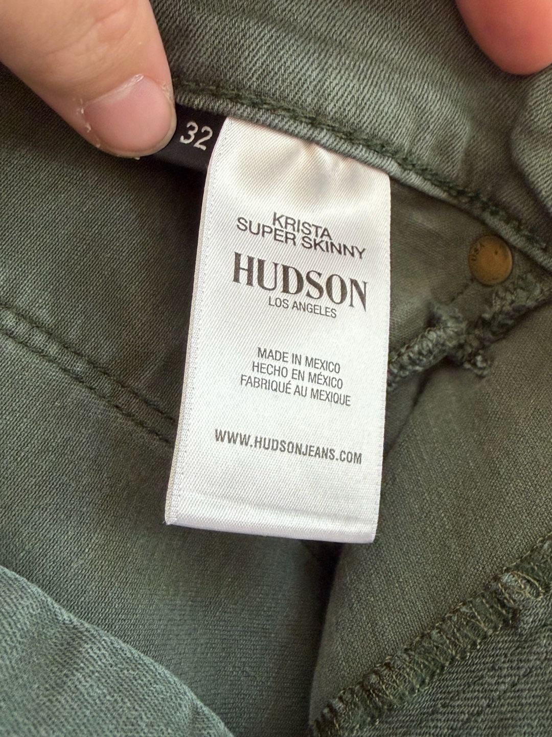 Hudson Krista Super Skinny Size 32 Green Denim Jeans 6