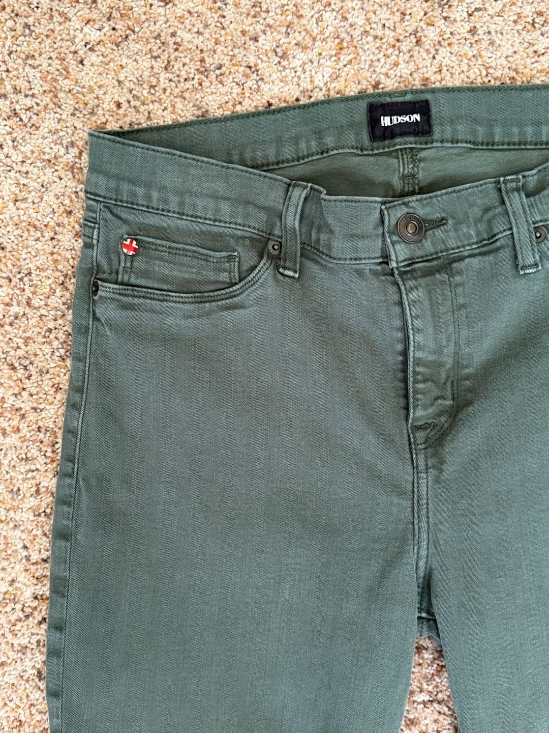 Hudson Krista Super Skinny Size 32 Green Denim Jeans 11