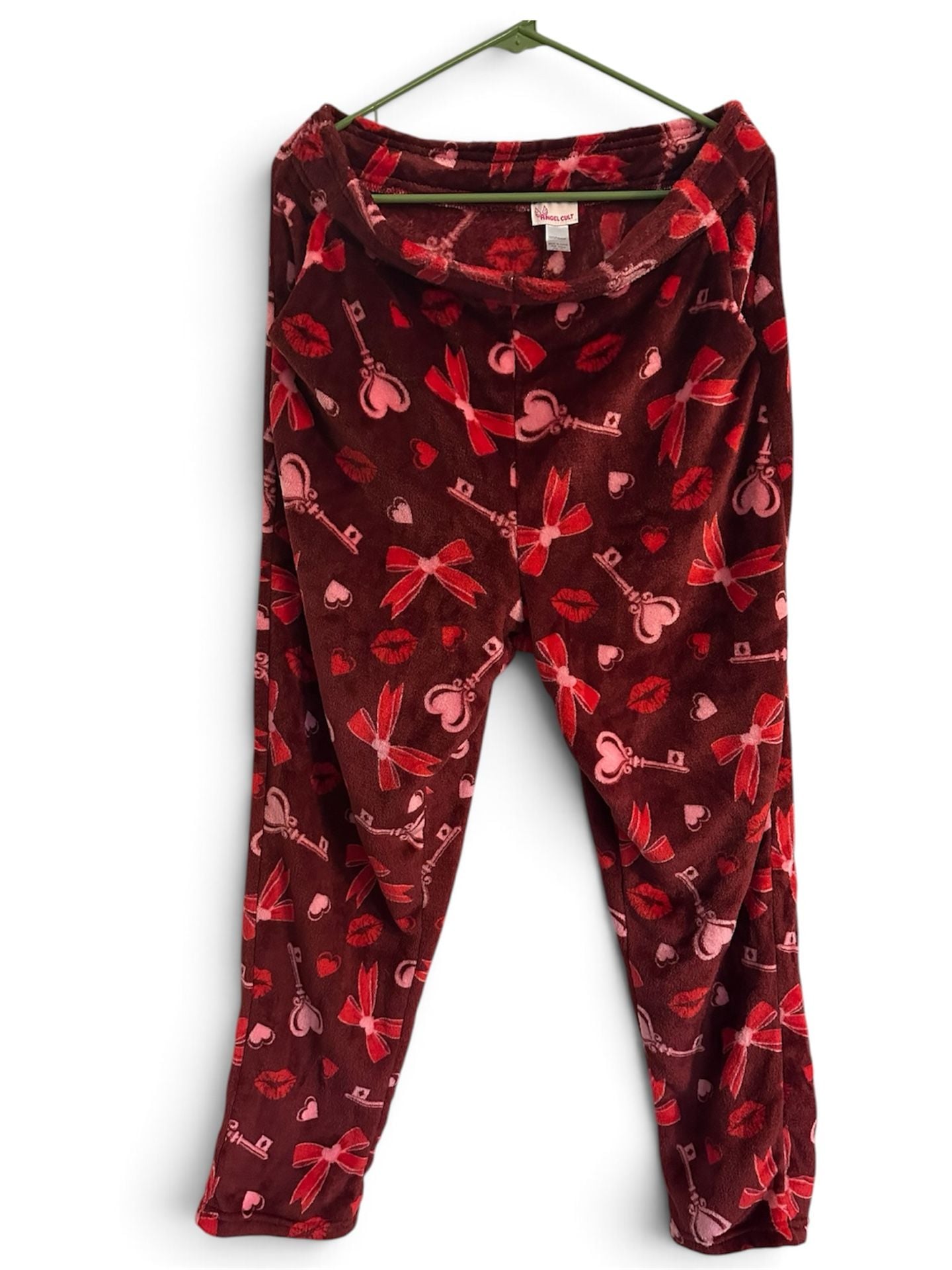 Angel Cult Pajama Set 1XL Red Heart Bow Key Lip Print 3