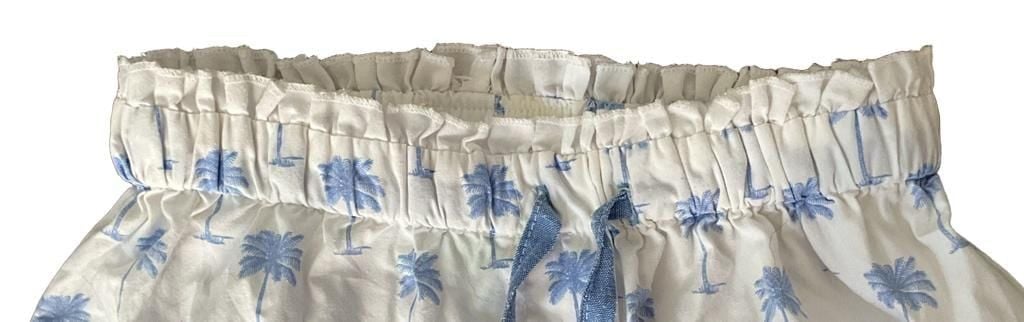 Sant and Abel Pajama Set Size S Palm Tree White Blue Loungewear Girls 8
