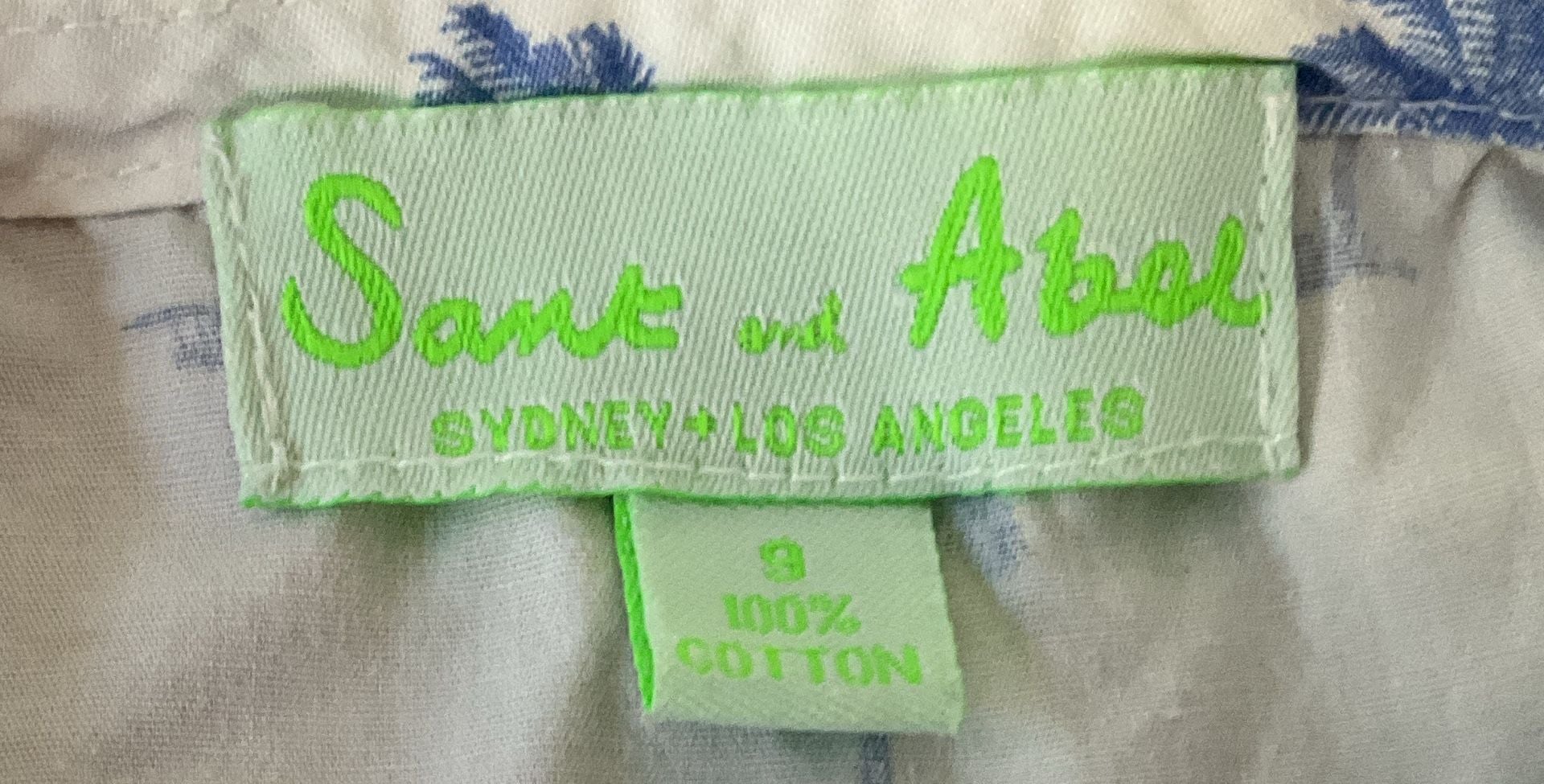 Sant and Abel Pajama Set Size S Palm Tree White Blue Loungewear Girls 6