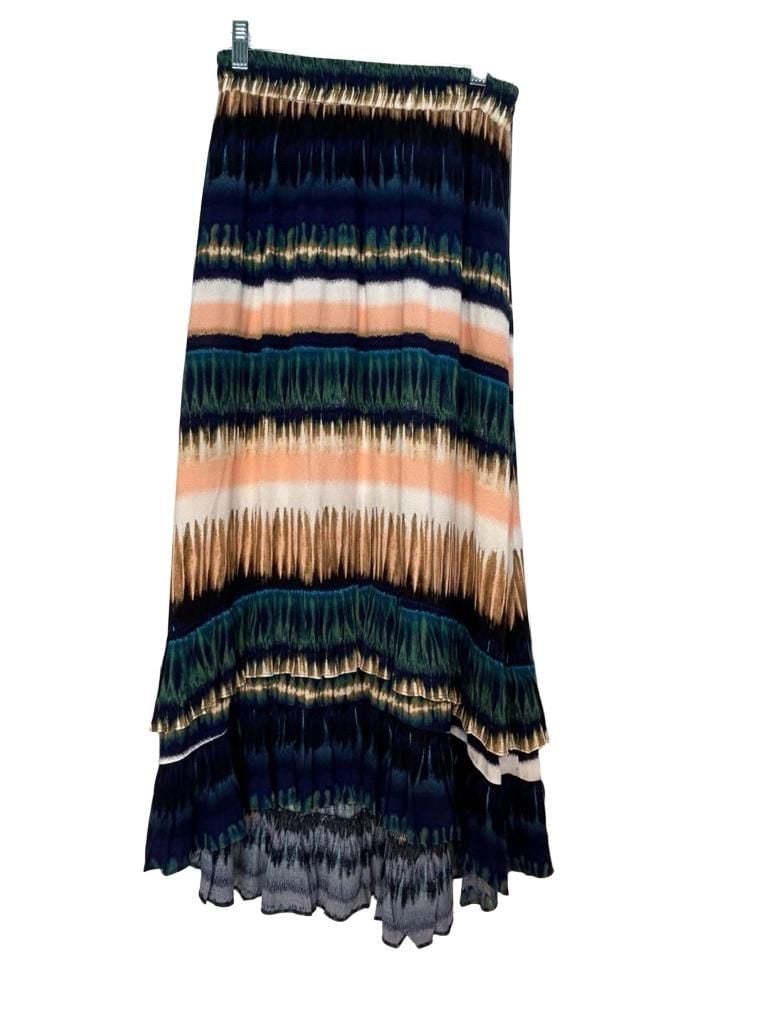 Daniel Rainn Multi-Color Tie Dye Ruffle High-Low Midi Skirt Size S 2