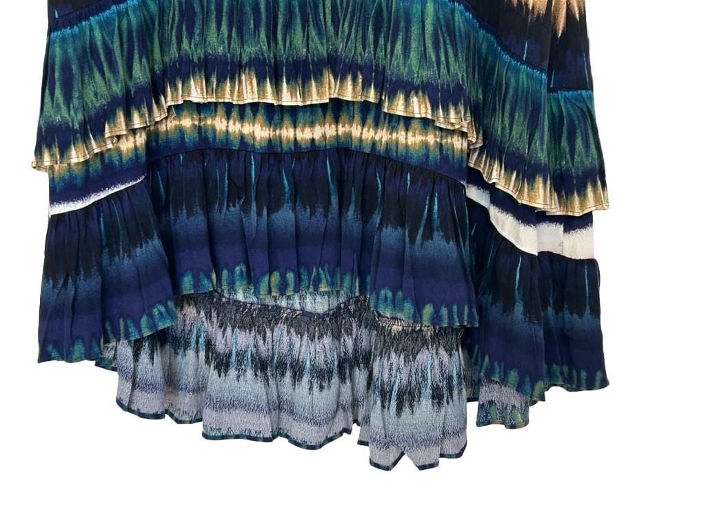 Daniel Rainn Multi-Color Tie Dye Ruffle High-Low Midi Skirt Size S 4