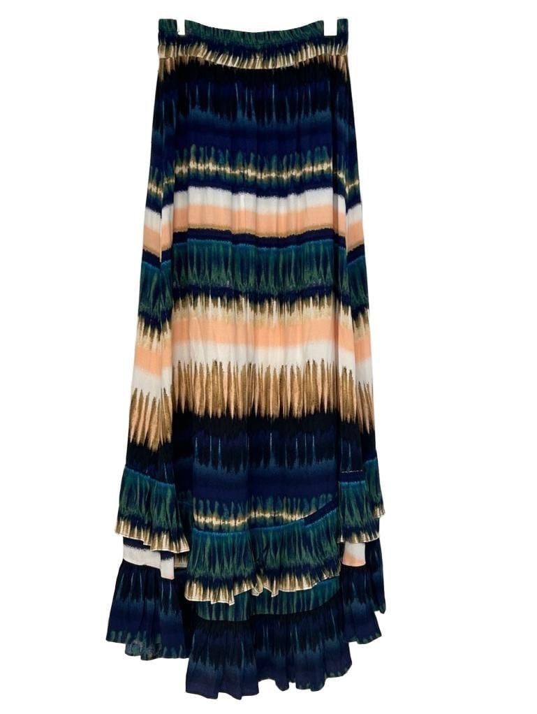 Daniel Rainn Multi-Color Tie Dye Ruffle High-Low Midi Skirt Size S 6