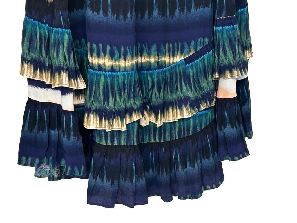 Daniel Rainn Multi-Color Tie Dye Ruffle High-Low Midi Skirt Size S 7