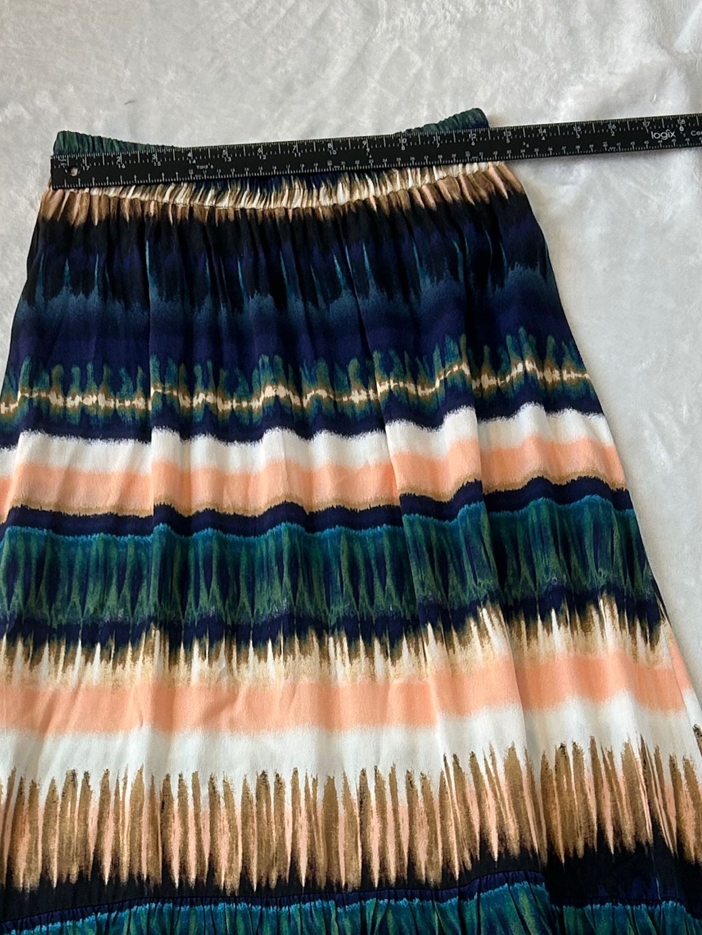 Daniel Rainn Multi-Color Tie Dye Ruffle High-Low Midi Skirt Size S 8
