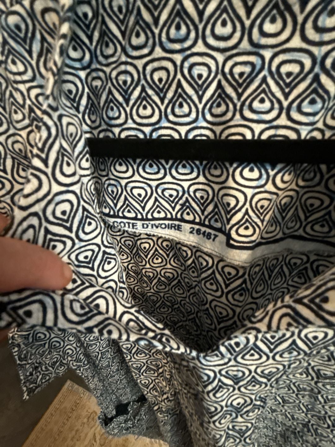 Cote d'Ivoire 26487 Tunic Size Blue White Geometric Pockets handmade boho 3