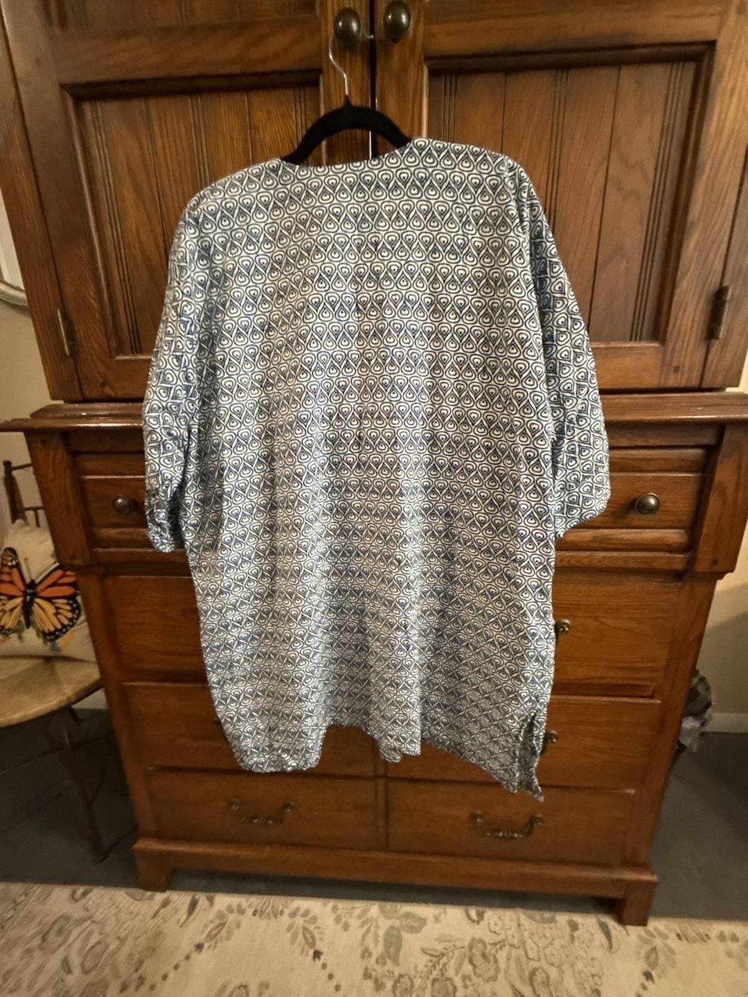 Cote d'Ivoire 26487 Tunic Size Blue White Geometric Pockets handmade boho 5