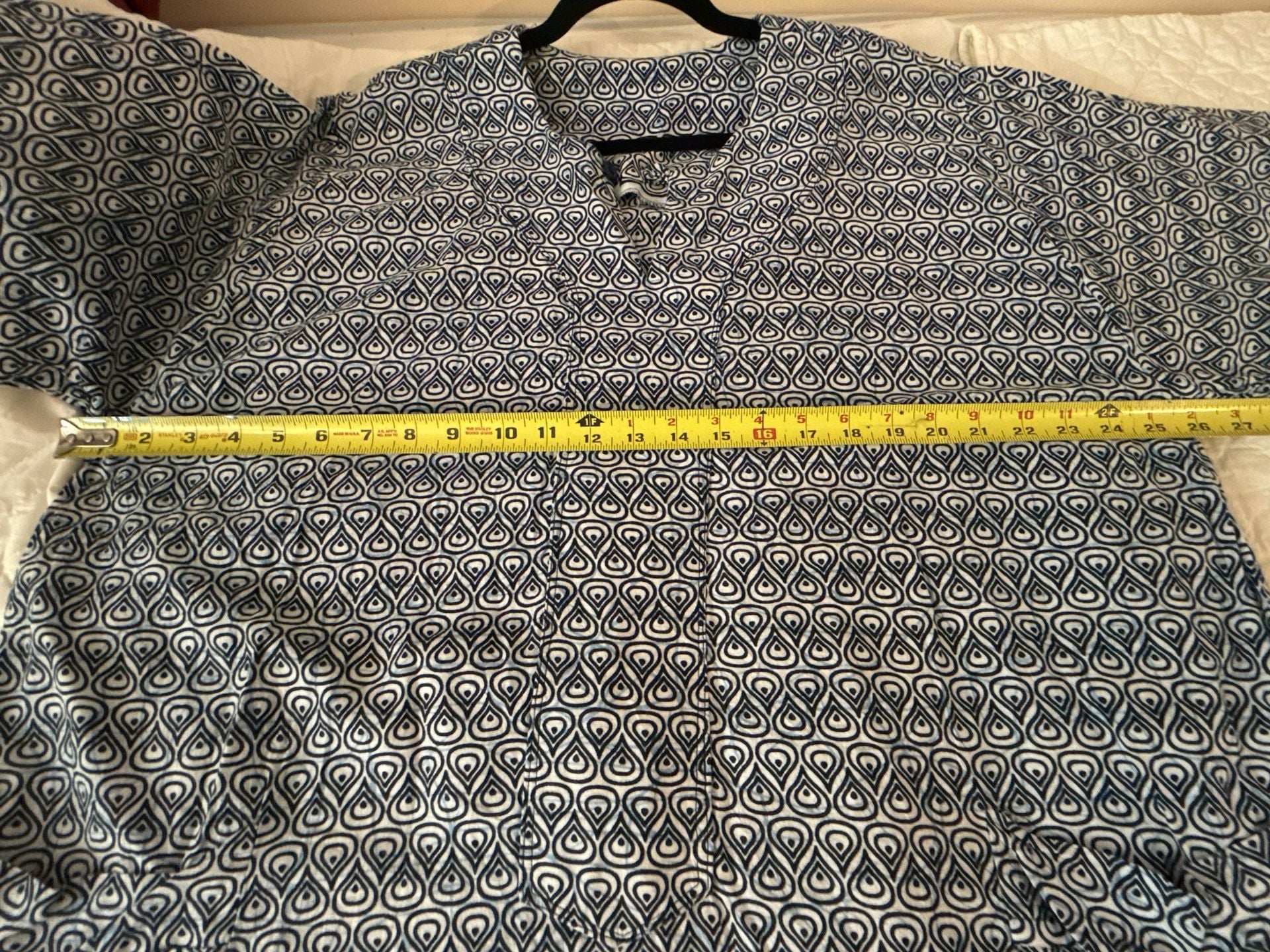 Cote d'Ivoire 26487 Tunic Size Blue White Geometric Pockets handmade boho 6