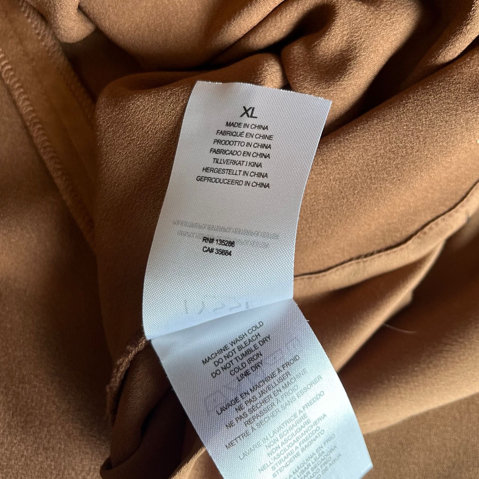 Lysse New York Satin V-Neck Long Sleeve Blouse Size XL Brown 9