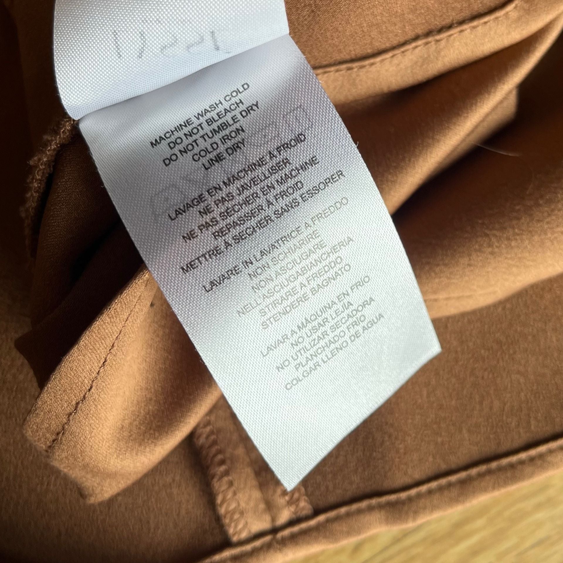 Lysse New York Satin V-Neck Long Sleeve Blouse Size XL Brown 10