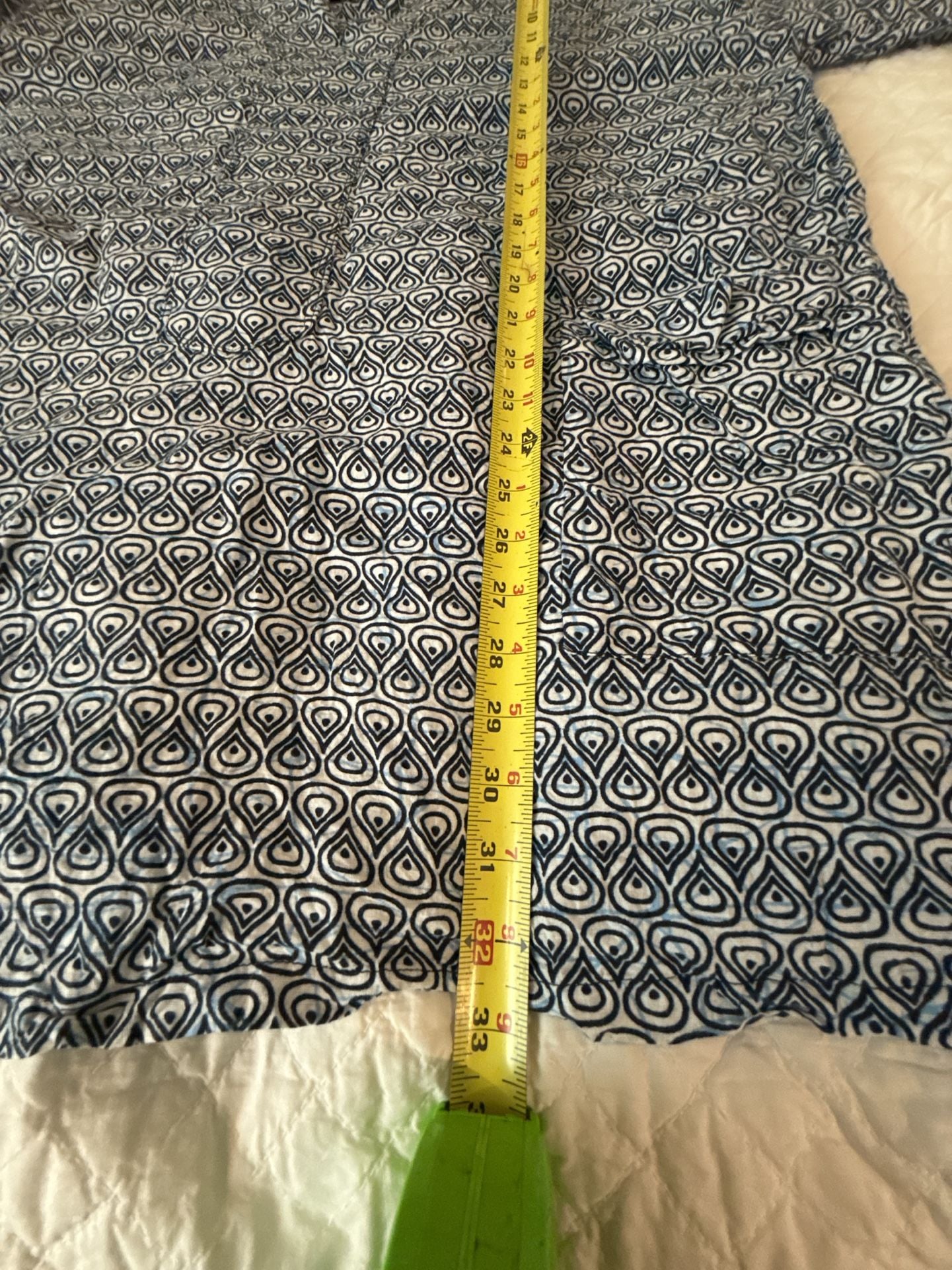 Cote d'Ivoire 26487 Tunic Size Blue White Geometric Pockets handmade boho 7