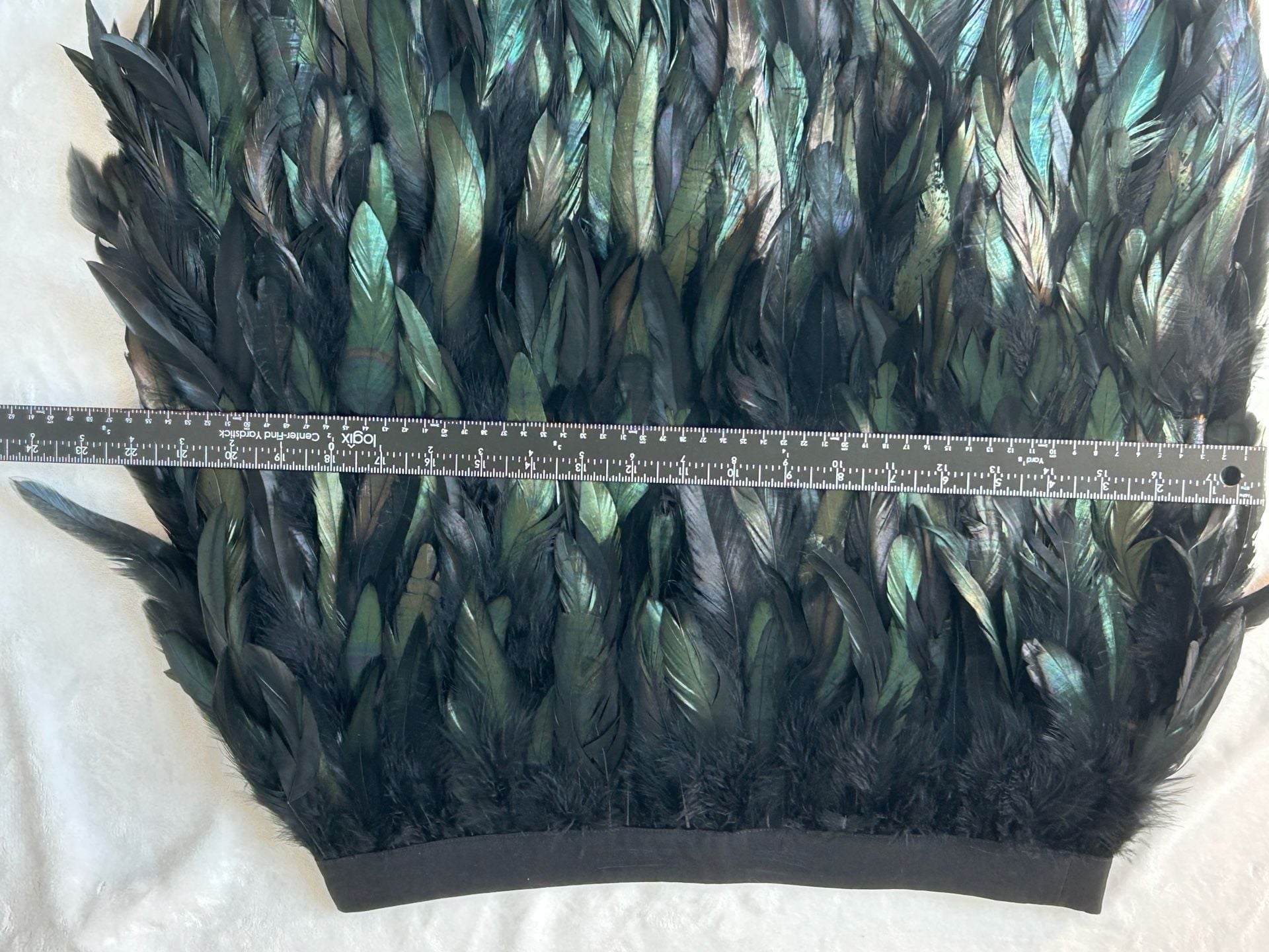 NWT SUGARLIPS Black and Green Iridescent Feather Mini Skirt Size L 11