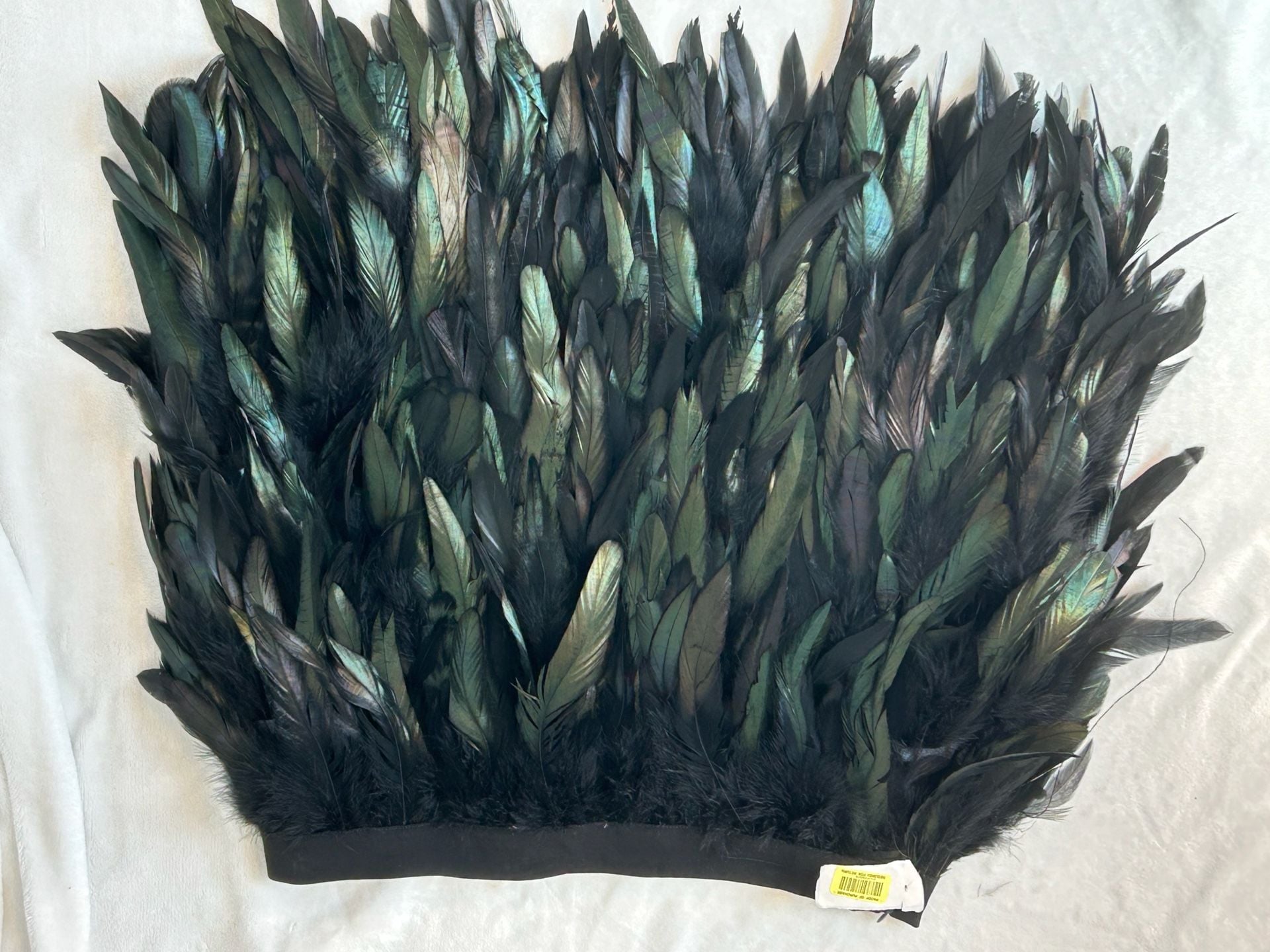 NWT SUGARLIPS Black and Green Iridescent Feather Mini Skirt Size L 14