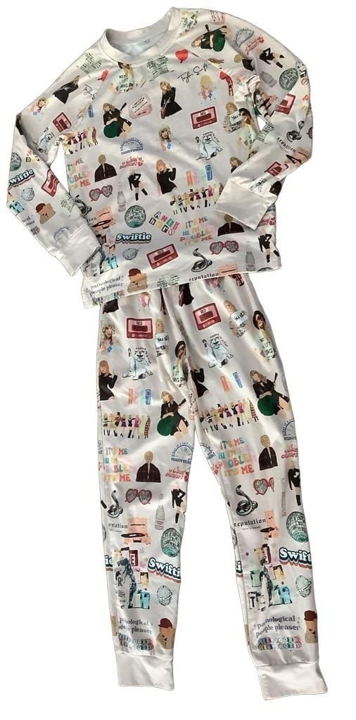 Taylor Swift Pajama Set girls Size 10 Era's Tour Graphic Lounge Pjs long sleeve pants 1