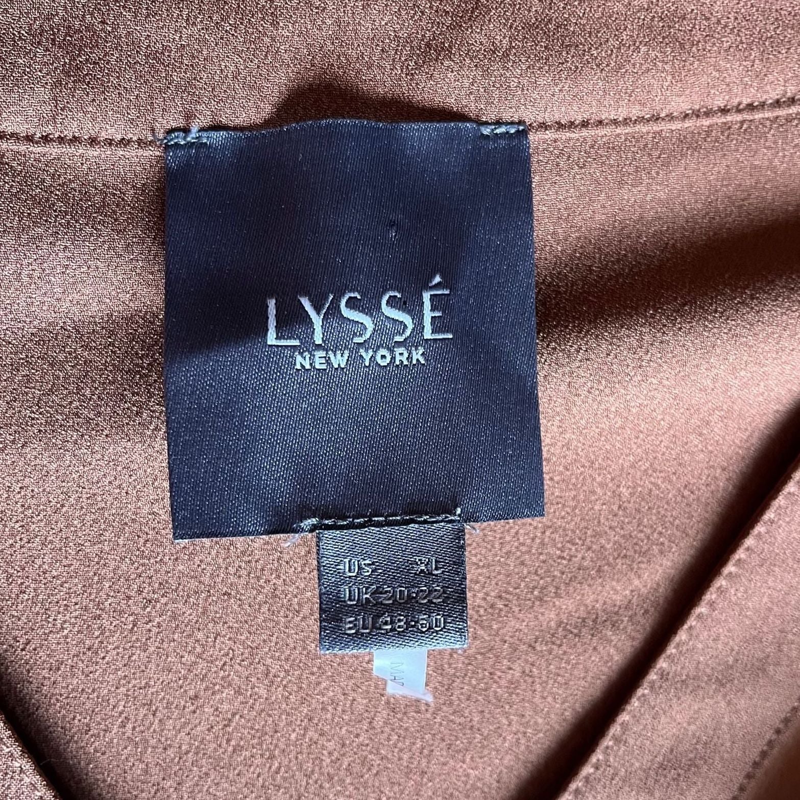 Lysse New York Satin V-Neck Long Sleeve Blouse Size XL Brown 5