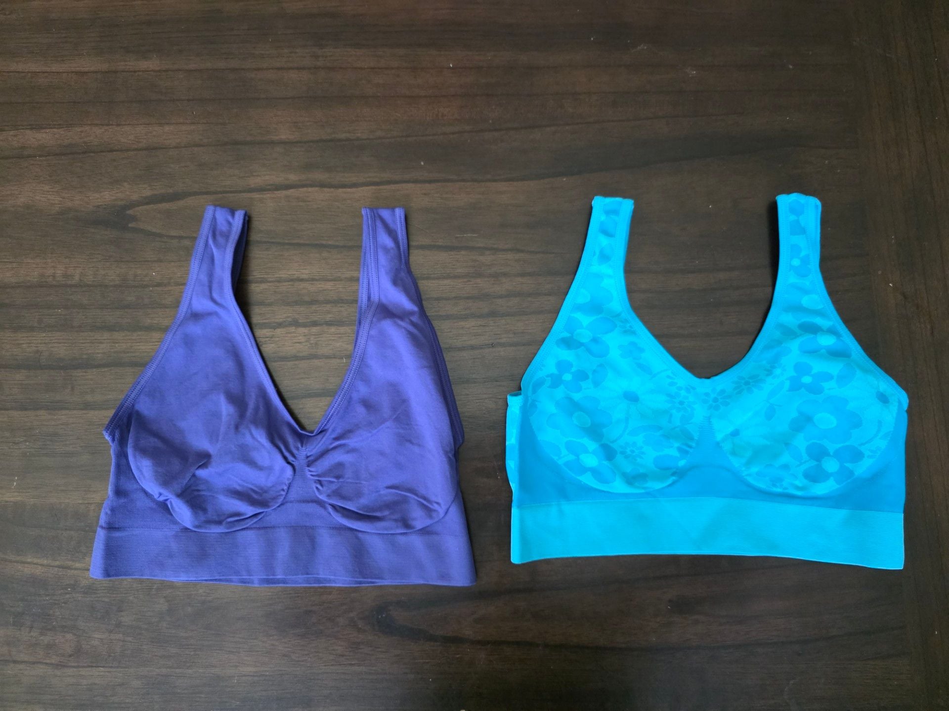 NWOT Rhonda Shear Ahh Bra Set Size 1X Purple Blue Floral Seamless 1