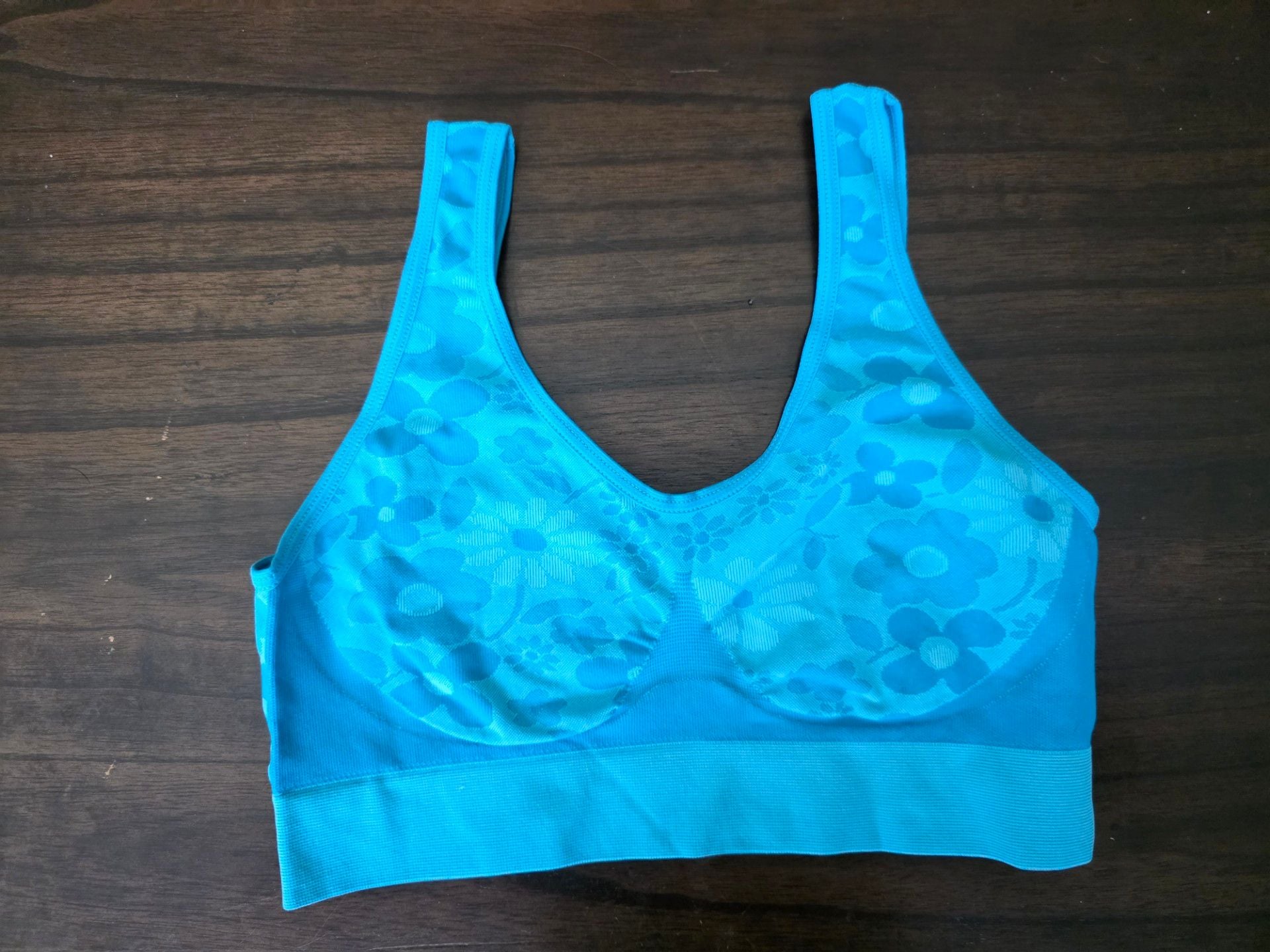 NWOT Rhonda Shear Ahh Bra Set Size 1X Purple Blue Floral Seamless 5