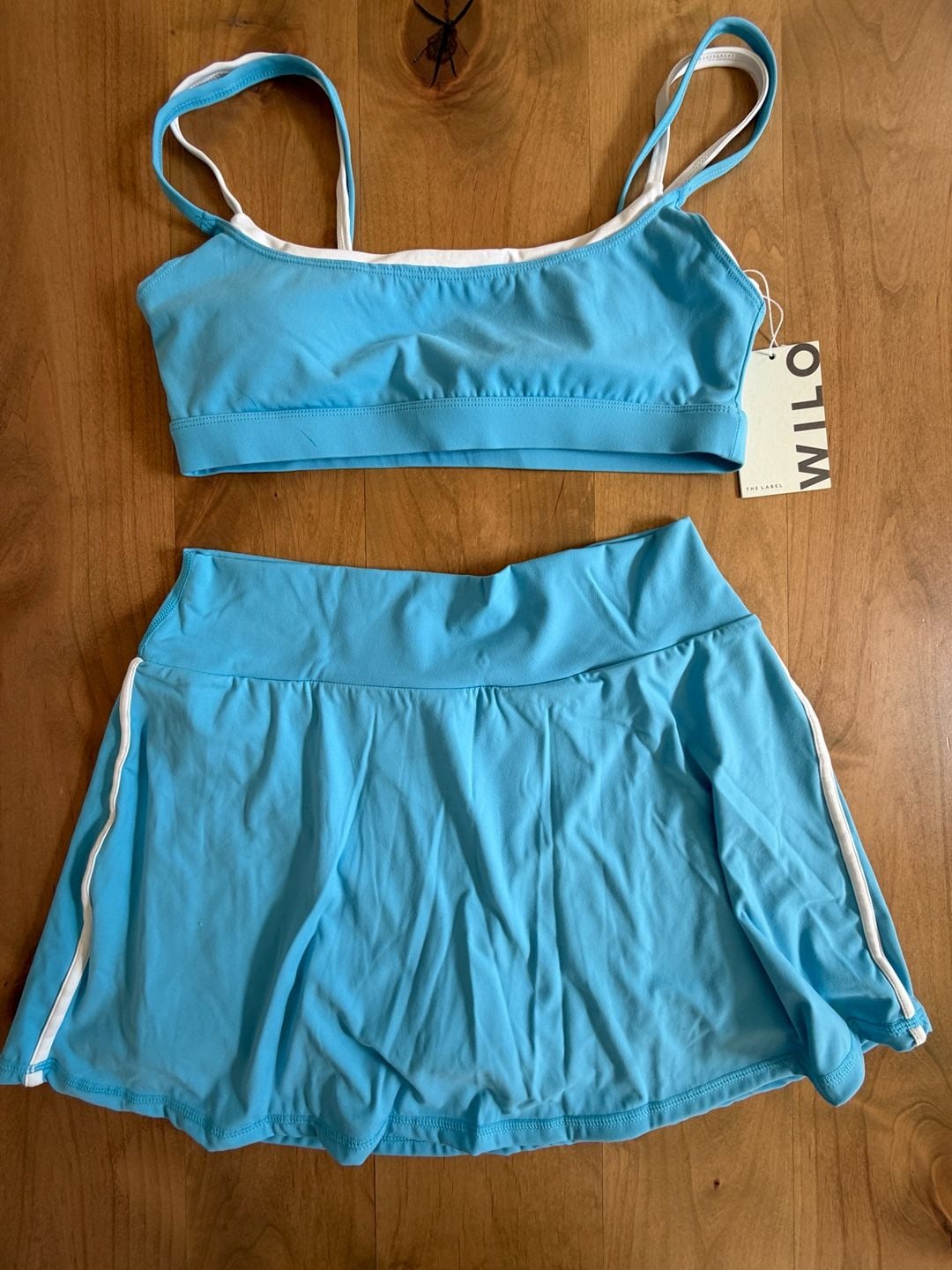Wilo Activewear Large Set Skort And Sports Bra Blue White New 1