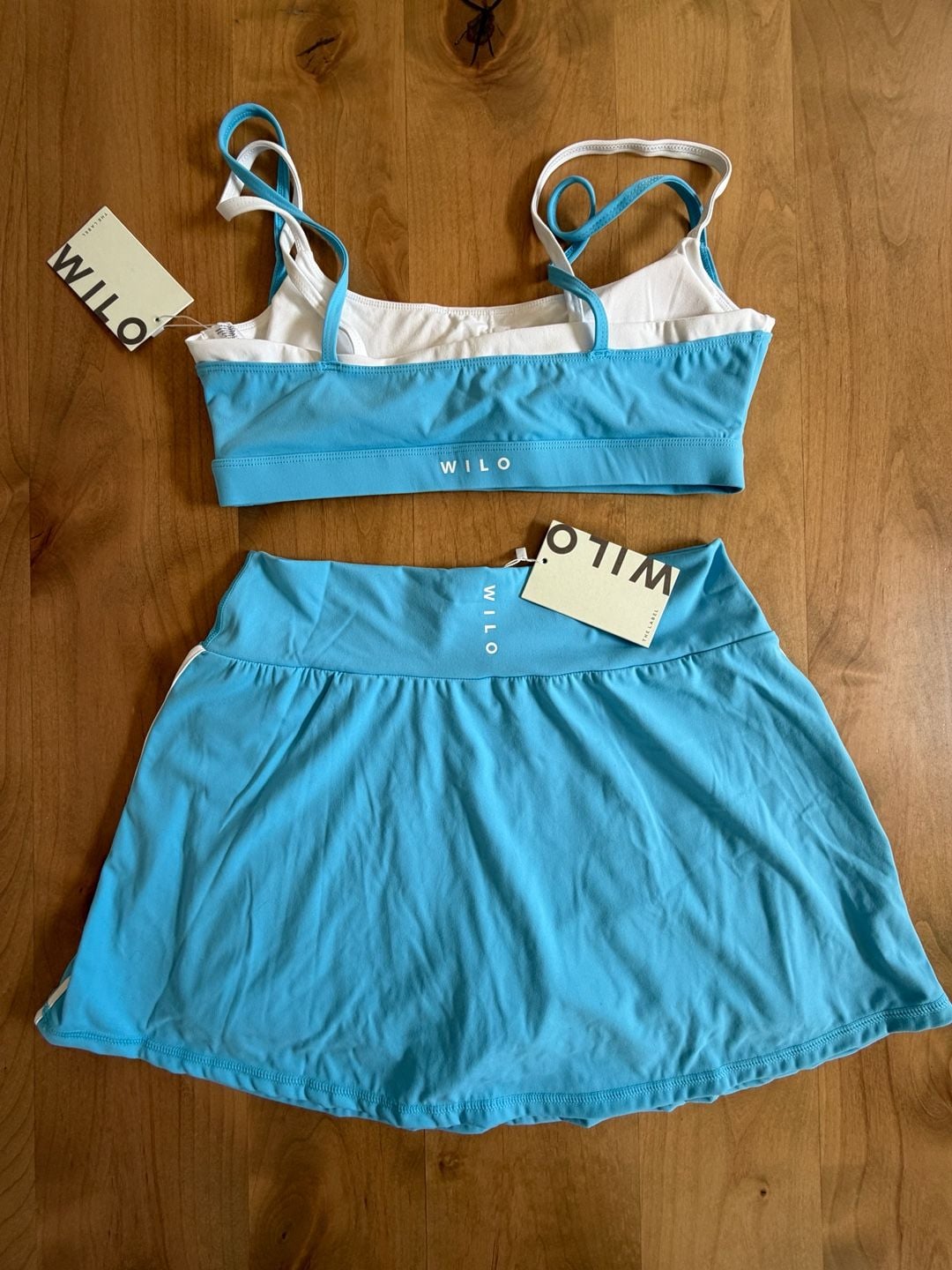 Wilo Activewear Large Set Skort And Sports Bra Blue White New 5
